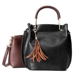 Tide Simple Handbag Ladies Bag Shoulder Messenger Bag - Black