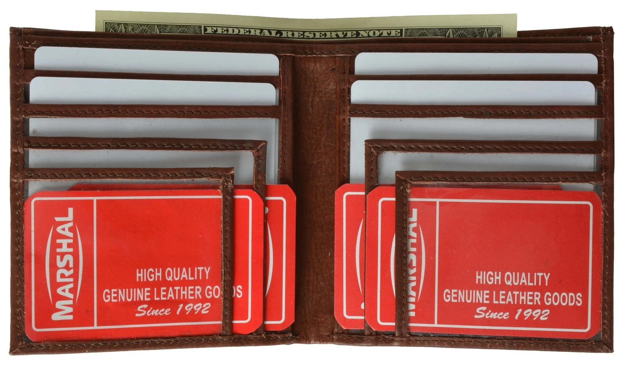Top Grain Extra Capacity Leather Bifold Wallet with Credit Card Slots 3502 CF