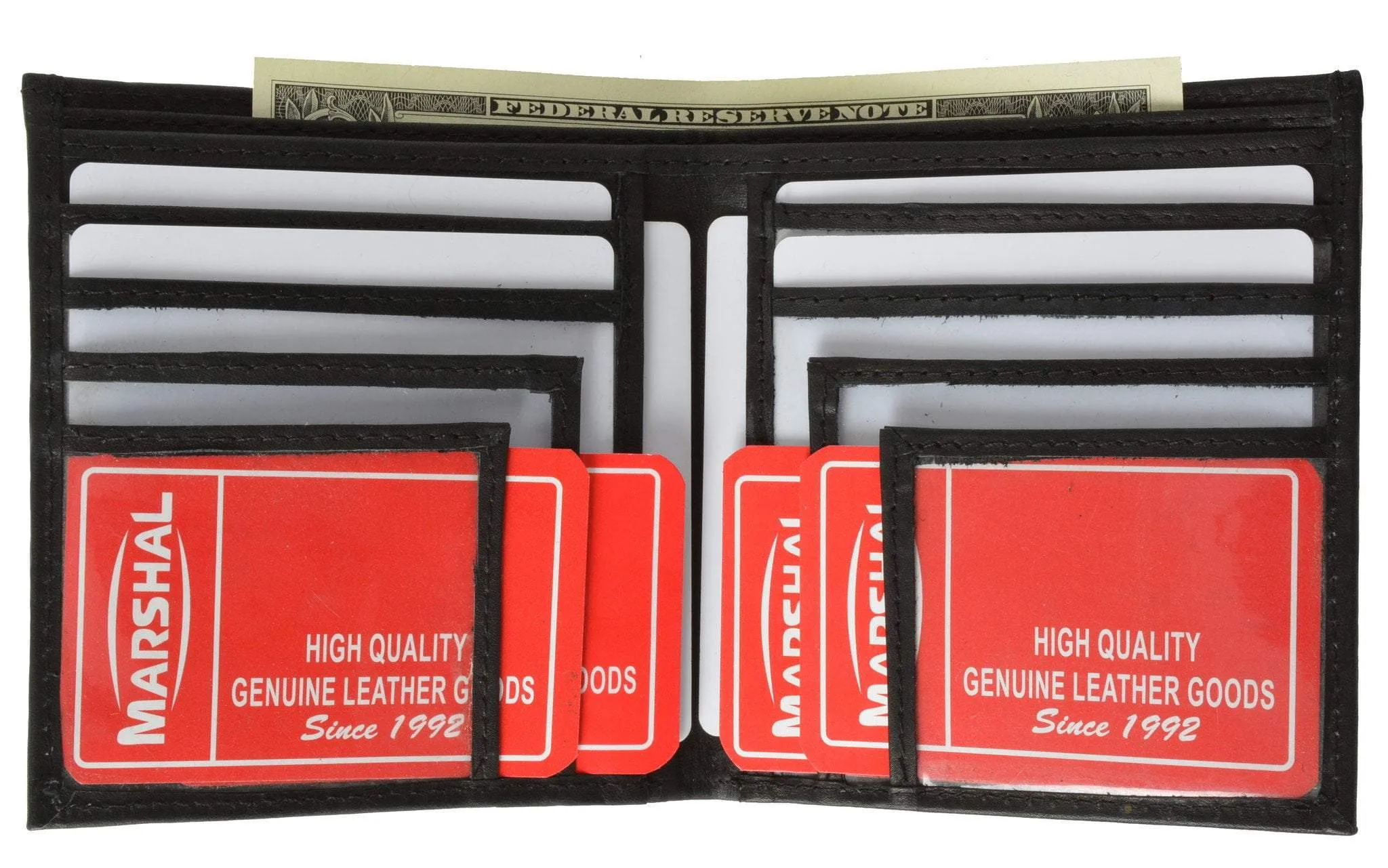 Top Grain Extra Capacity Leather Bifold Wallet with Credit Card Slots 3502 CF