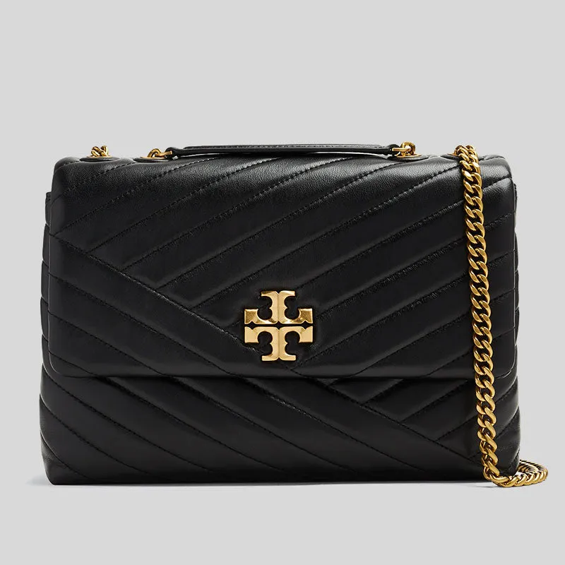 TORY BURCH Kira Chevron Convertible Shoulder Bag Black 90446
