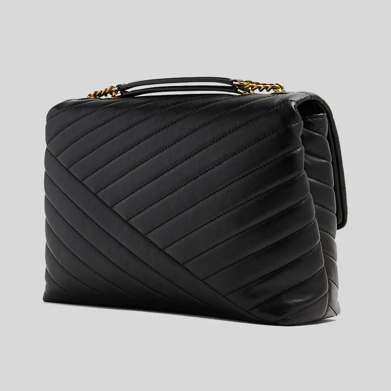 TORY BURCH Kira Chevron Convertible Shoulder Bag Black 90446