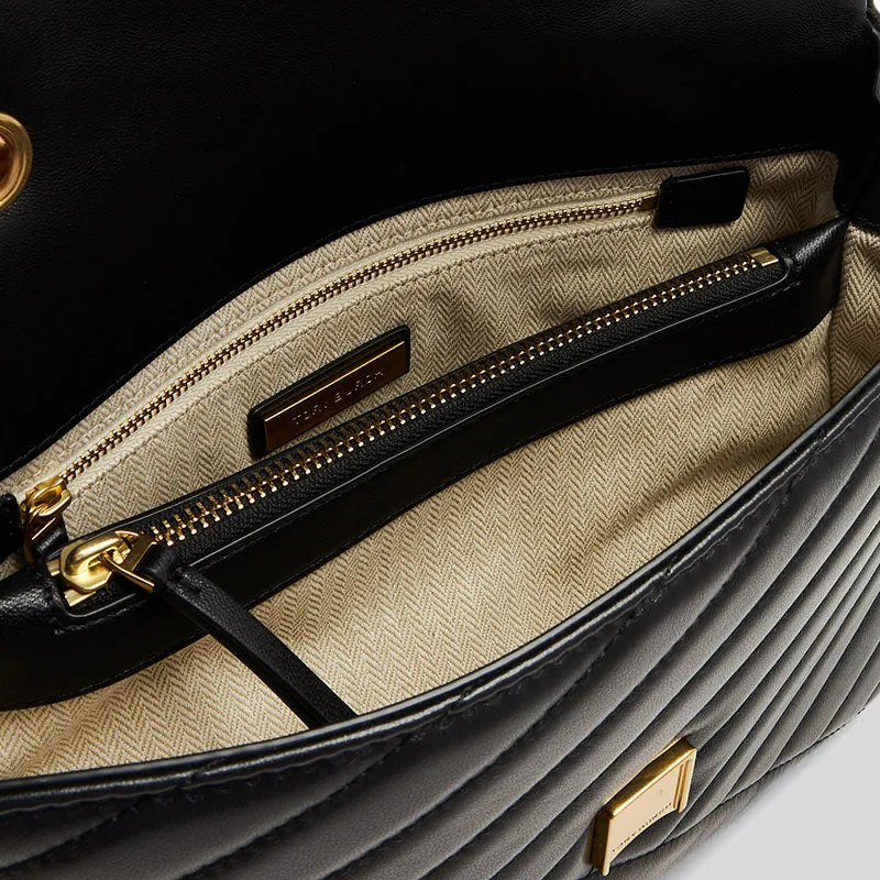TORY BURCH Kira Chevron Convertible Shoulder Bag Black 90446