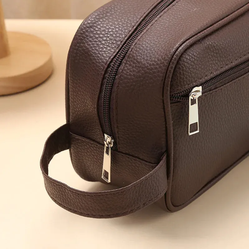 Uakiss Men Waterproof Travel Toiletries Storage Bag PVC Lychee Pattern Cosmetic Bag Portable Makeup Organiser Male Zipper Handbags