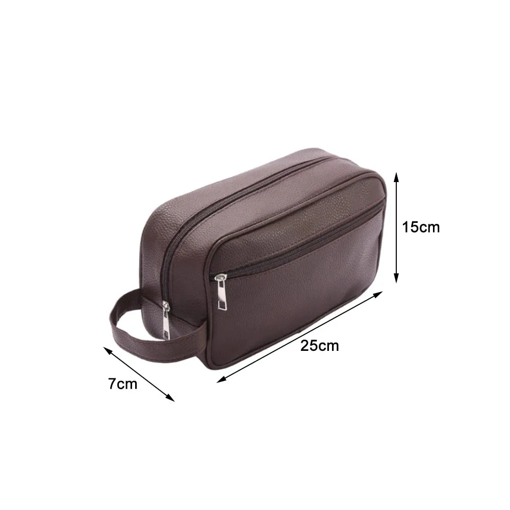 Uakiss Men Waterproof Travel Toiletries Storage Bag PVC Lychee Pattern Cosmetic Bag Portable Makeup Organiser Male Zipper Handbags
