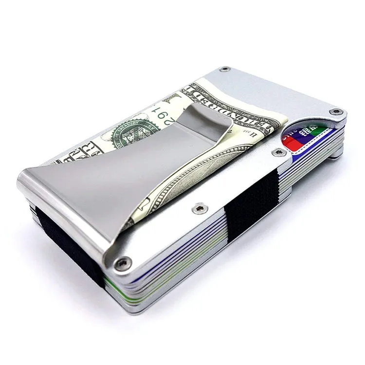 Ultra Thin Silver Aluminum RFID Blocking Minimalist Wallet