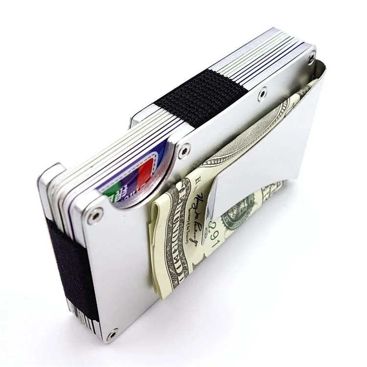 Ultra Thin Silver Aluminum RFID Blocking Minimalist Wallet