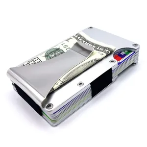 Ultra Thin Silver Aluminum RFID Blocking Minimalist Wallet