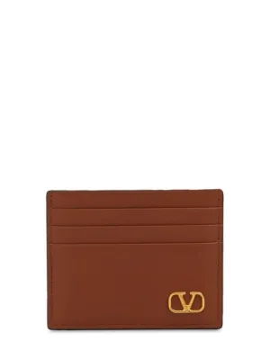 Valentino Garavani   Metal logo &amp; leather card holder 