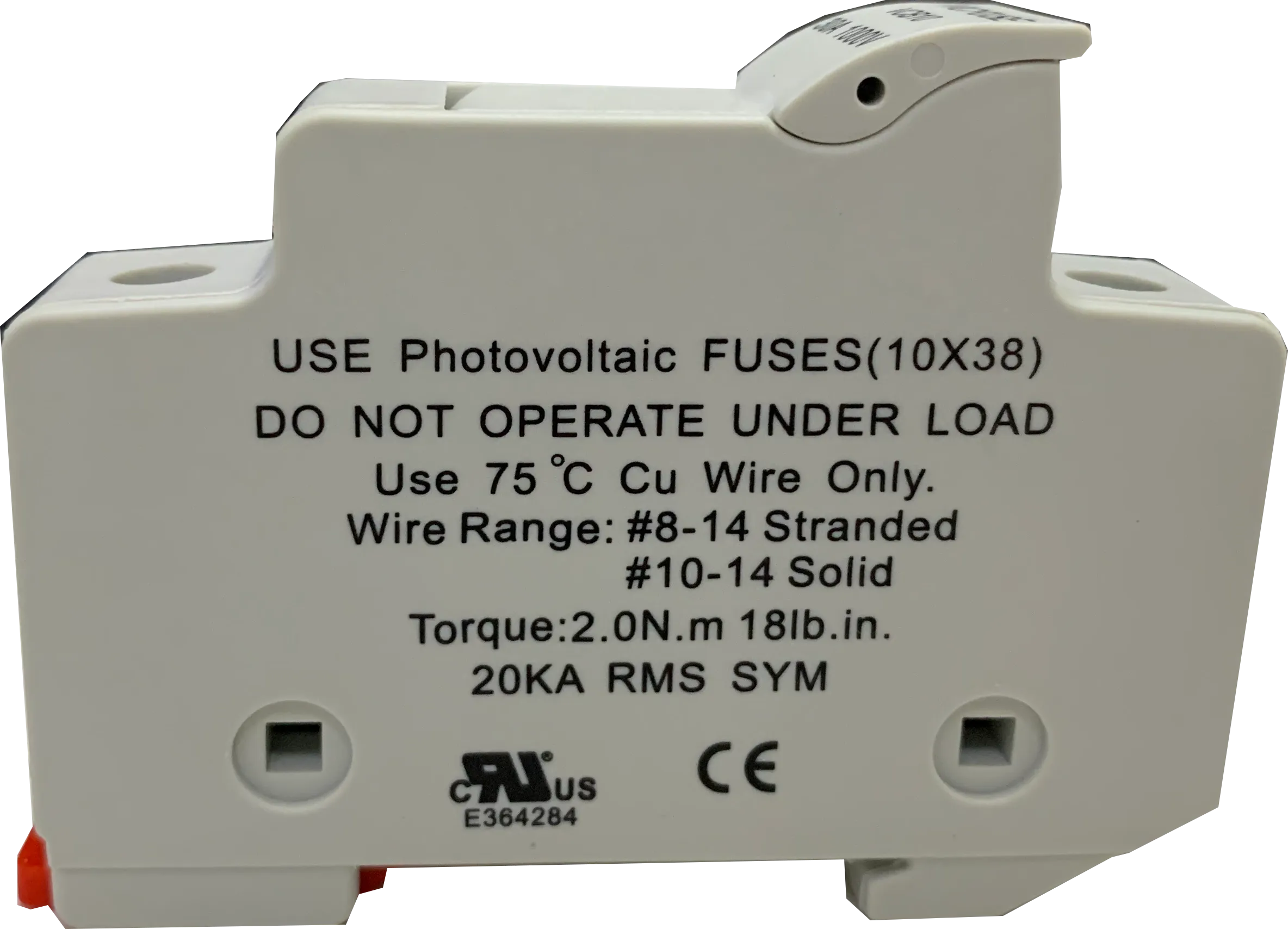 VCB10-30 1P, DIN Rail Mount Fuse Holder Single Pole for 10.3 x 38mm, 1000VDC Solar gPV Fuse