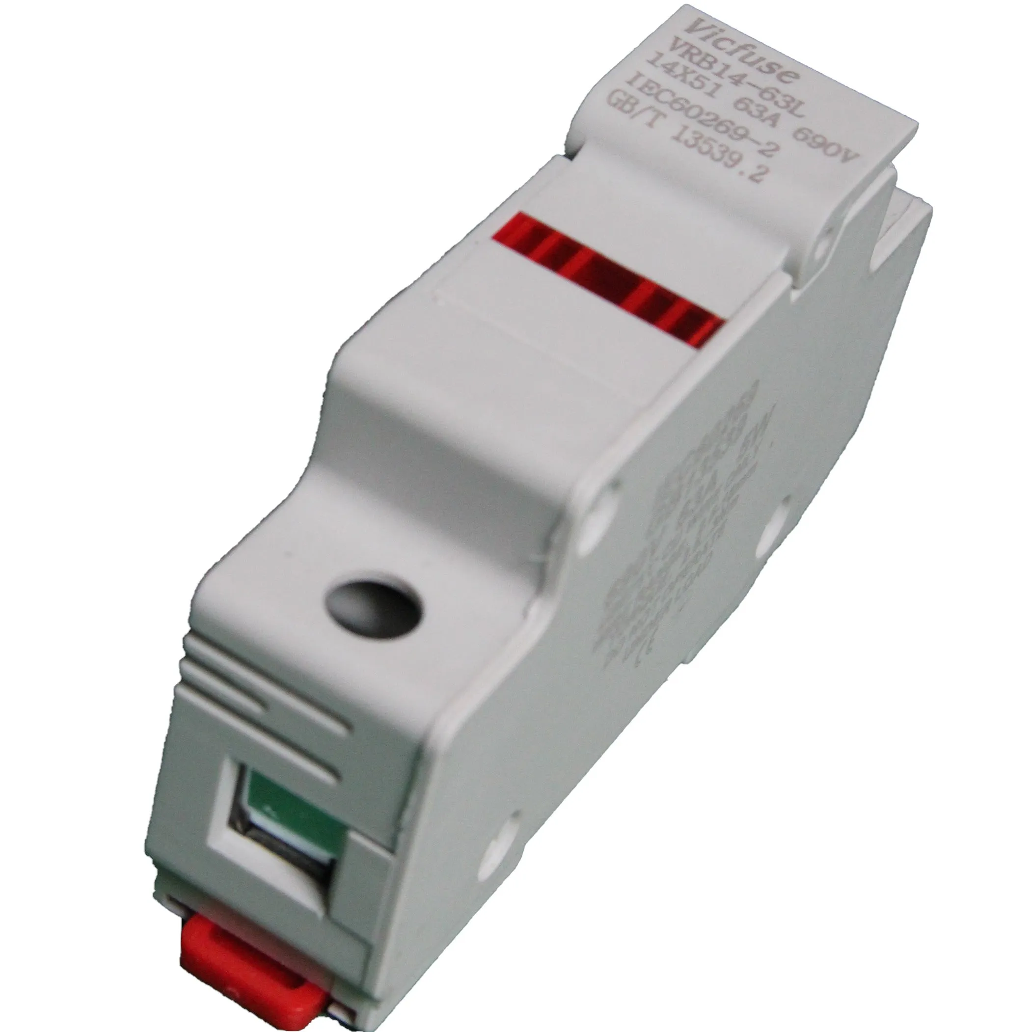 VCB10-30 1P, DIN Rail Mount Fuse Holder Single Pole for 10.3 x 38mm, 1000VDC Solar gPV Fuse