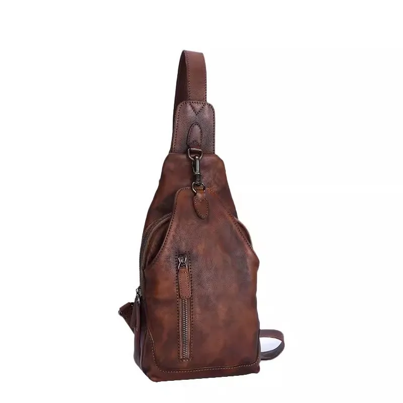 Vintage Women's Crossbody Chest Bag Leather Sling Bags For Women