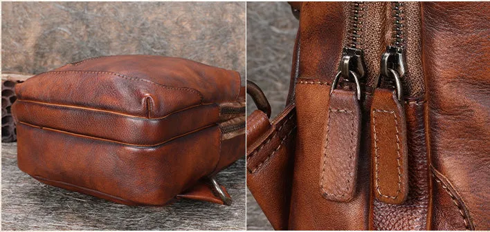 Vintage Women's Crossbody Chest Bag Leather Sling Bags For Women