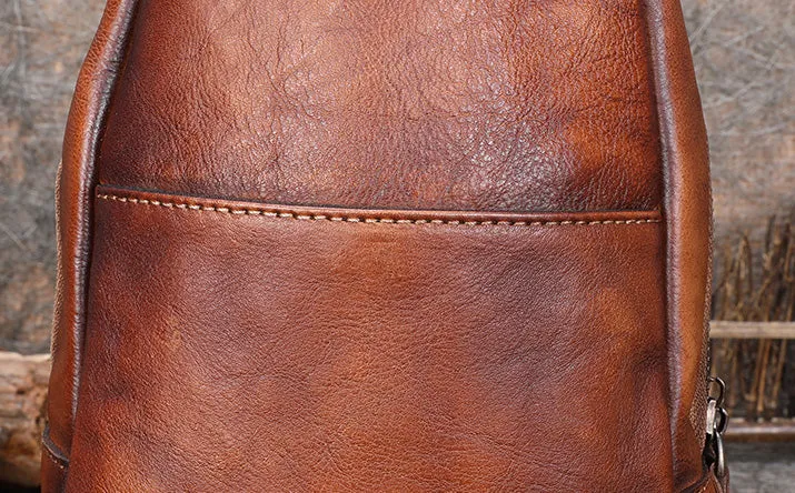 Vintage Women's Crossbody Chest Bag Leather Sling Bags For Women