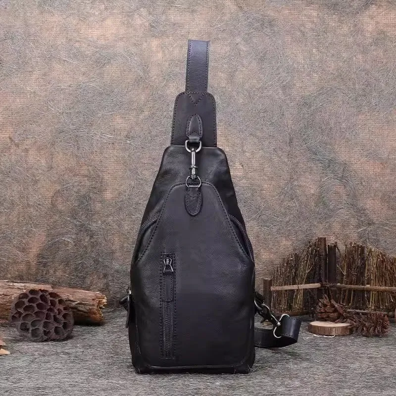 Vintage Women's Crossbody Chest Bag Leather Sling Bags For Women