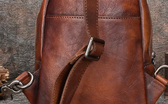 Vintage Women's Crossbody Chest Bag Leather Sling Bags For Women
