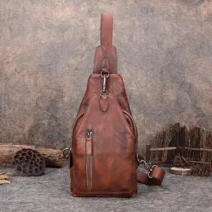 Vintage Women's Crossbody Chest Bag Leather Sling Bags For Women