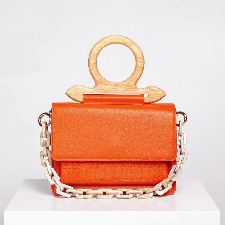 Vintage Wooden Top Handbag