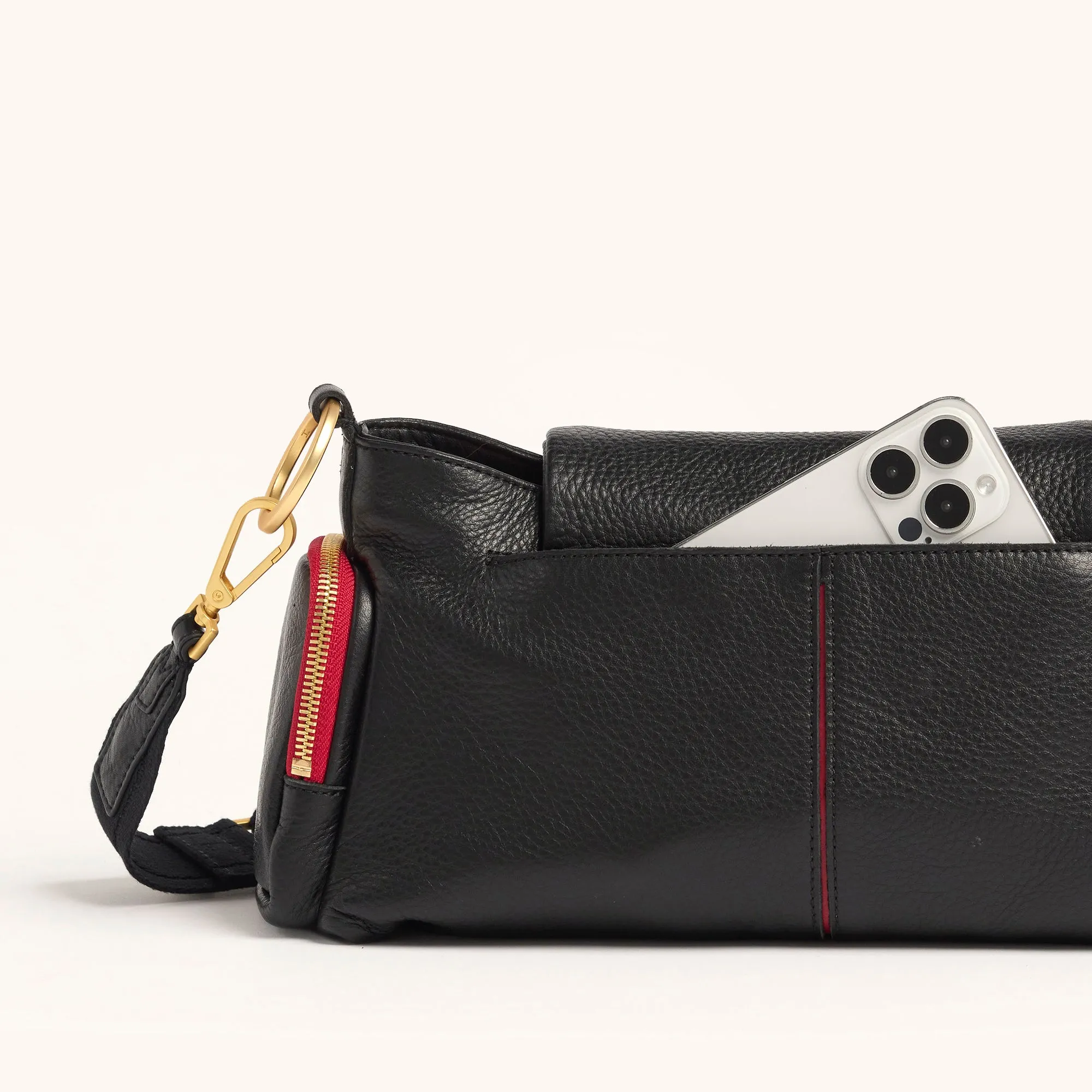 VIP Satchel | Cargo Black/Brushed Gold Red Zip