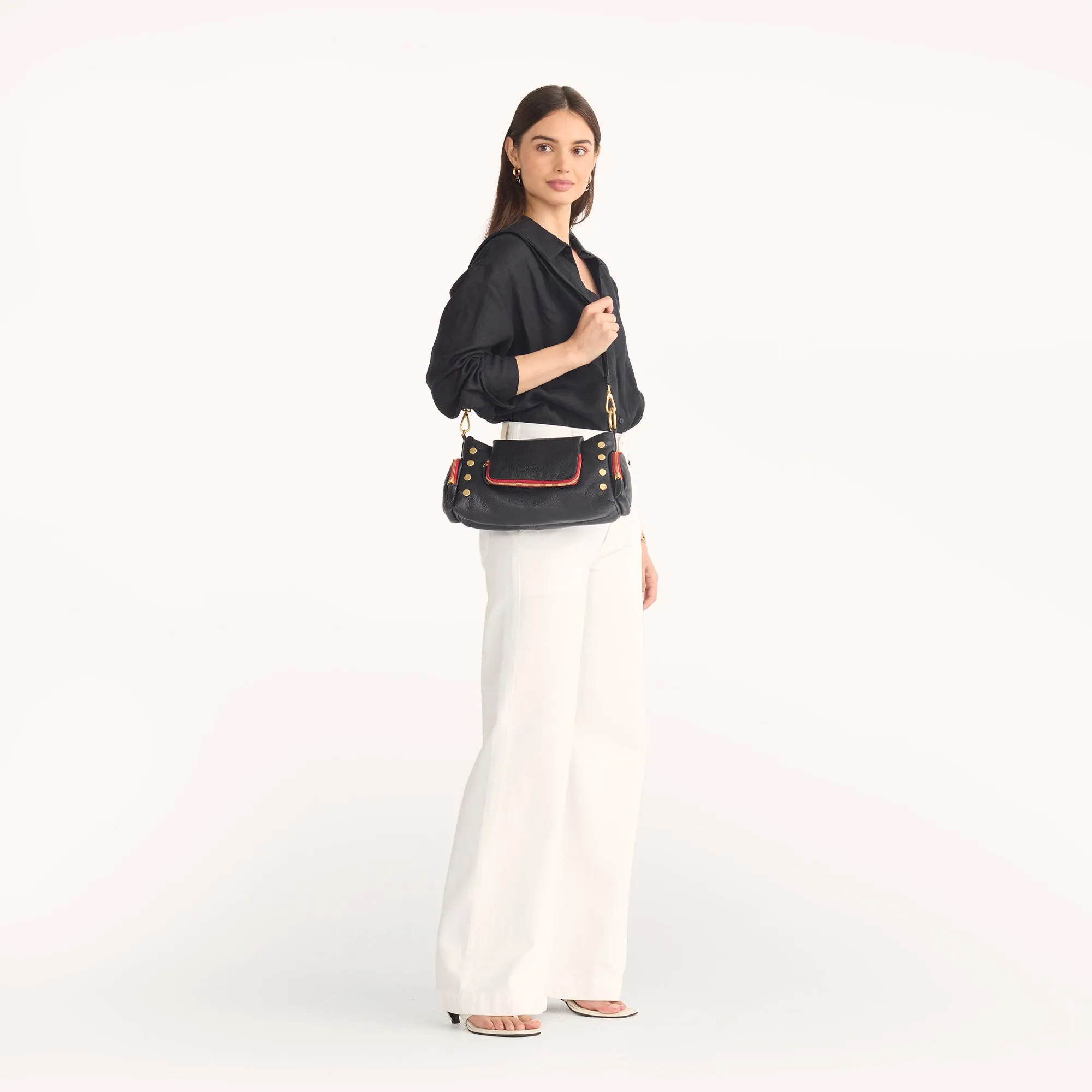 VIP Satchel | Cargo Black/Brushed Gold Red Zip
