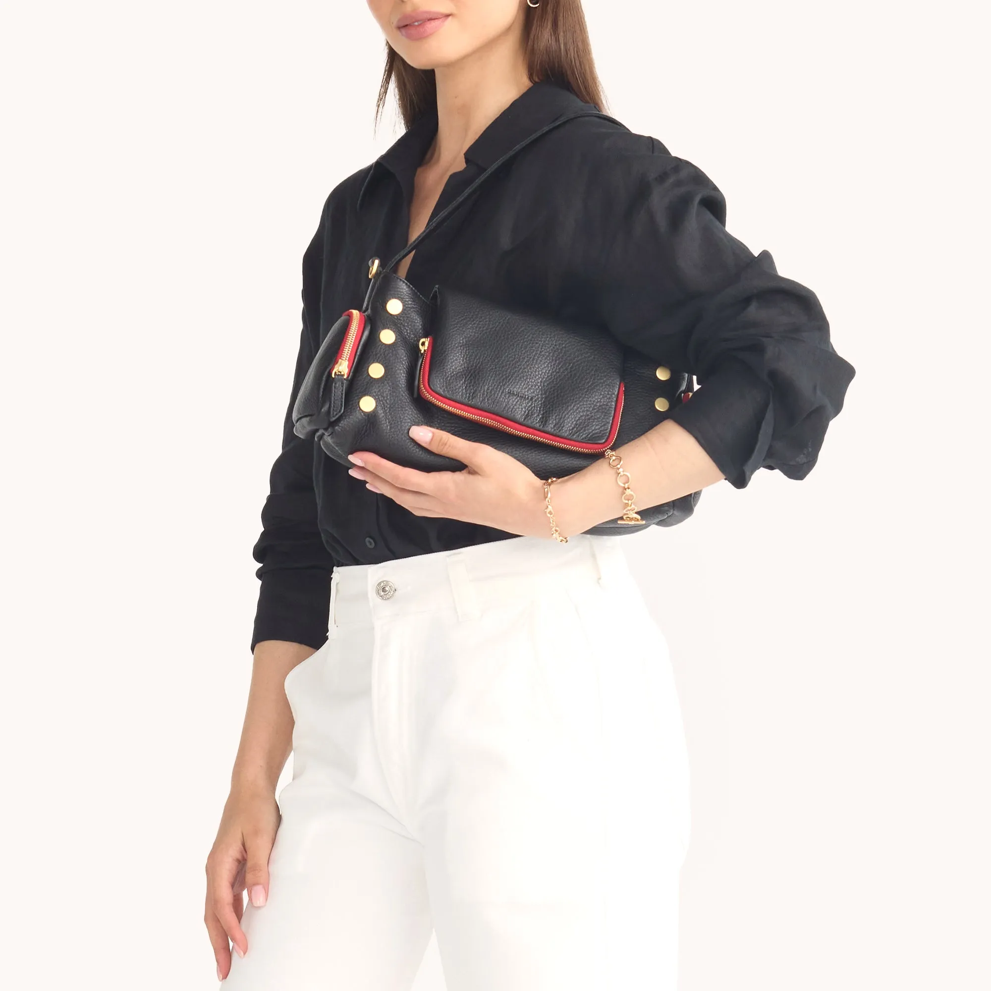 VIP Satchel | Cargo Black/Brushed Gold Red Zip