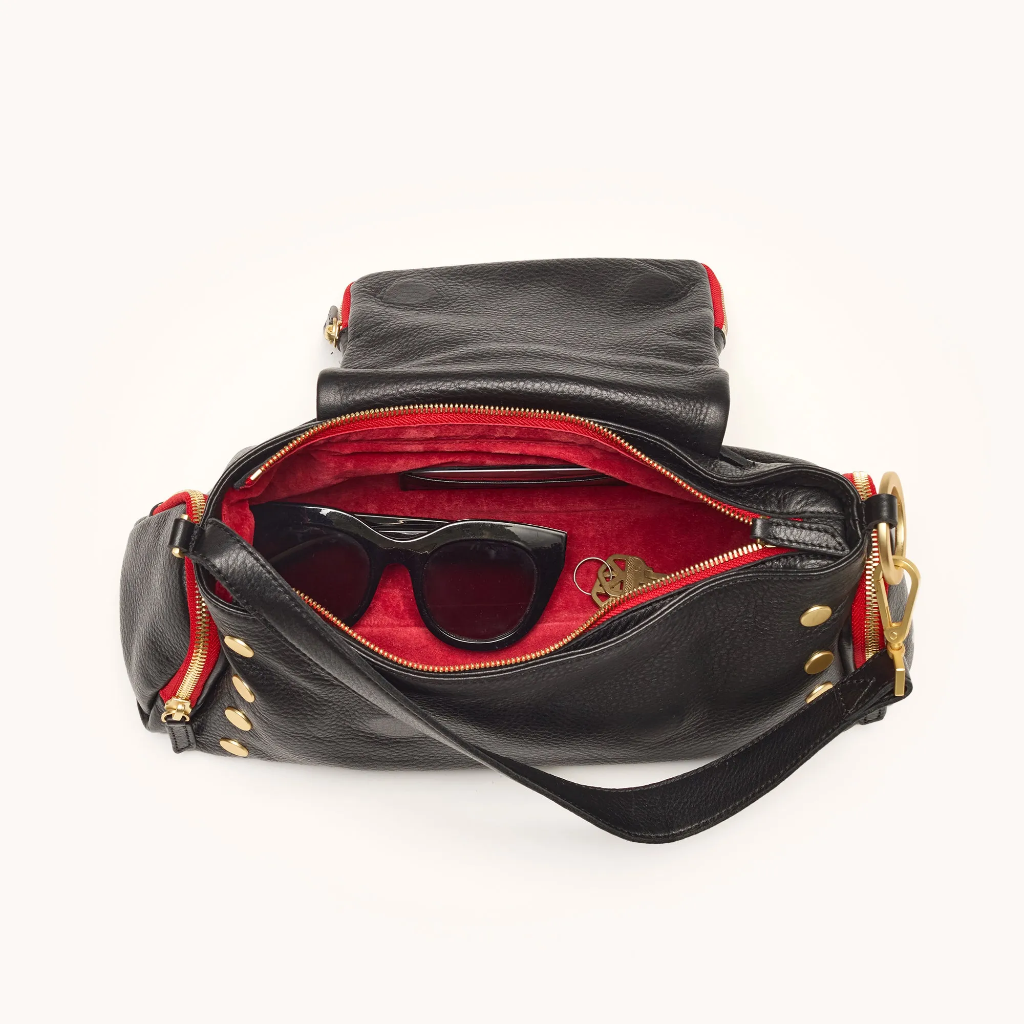 VIP Satchel | Cargo Black/Brushed Gold Red Zip