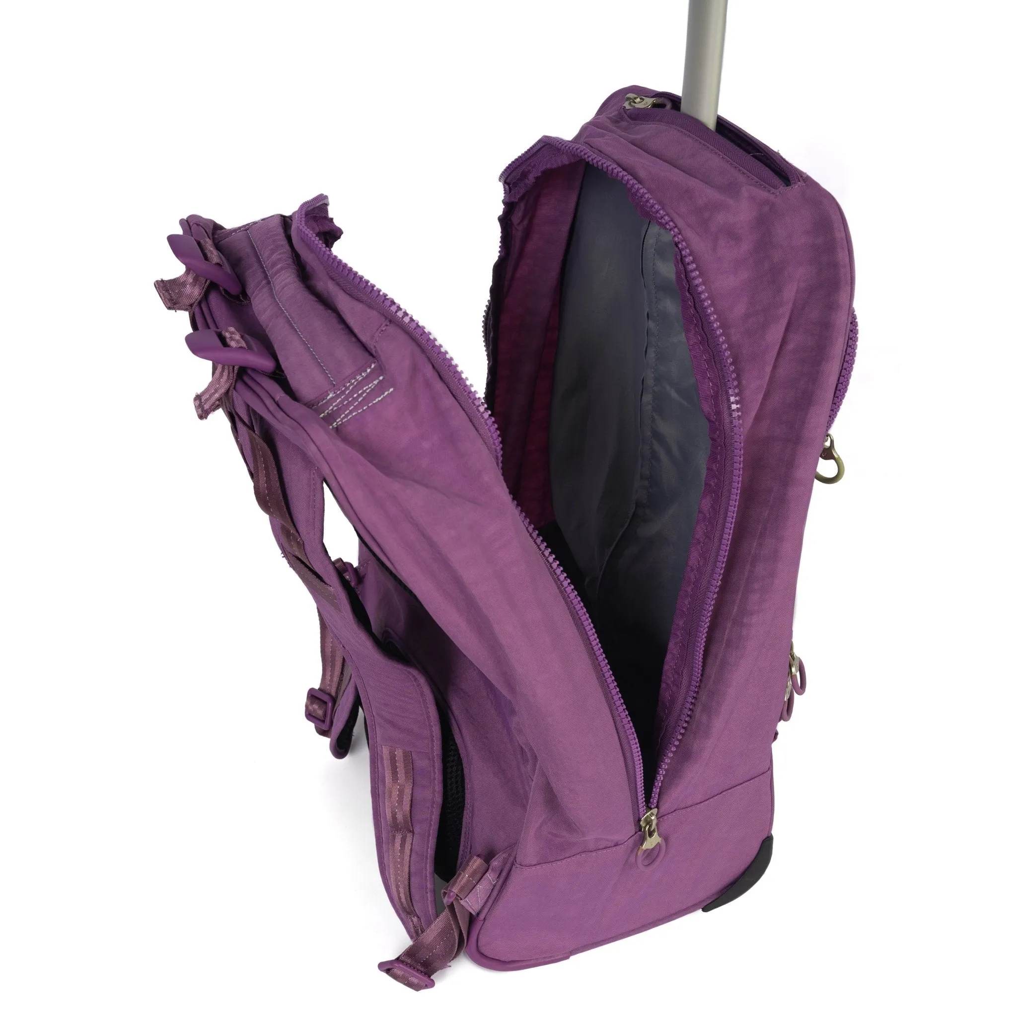 Wheeled Trolley Backpack with 15.6 Laptop Holder,Purple