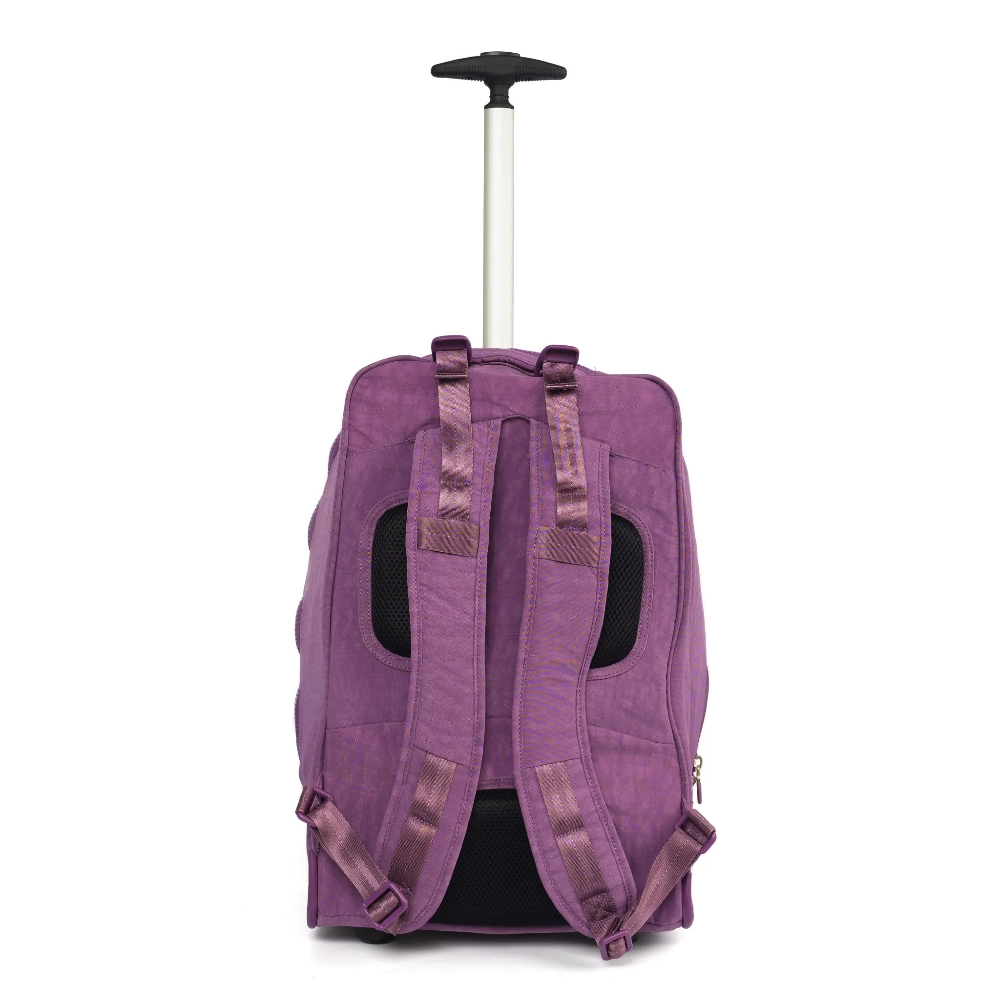 Wheeled Trolley Backpack with 15.6 Laptop Holder,Purple