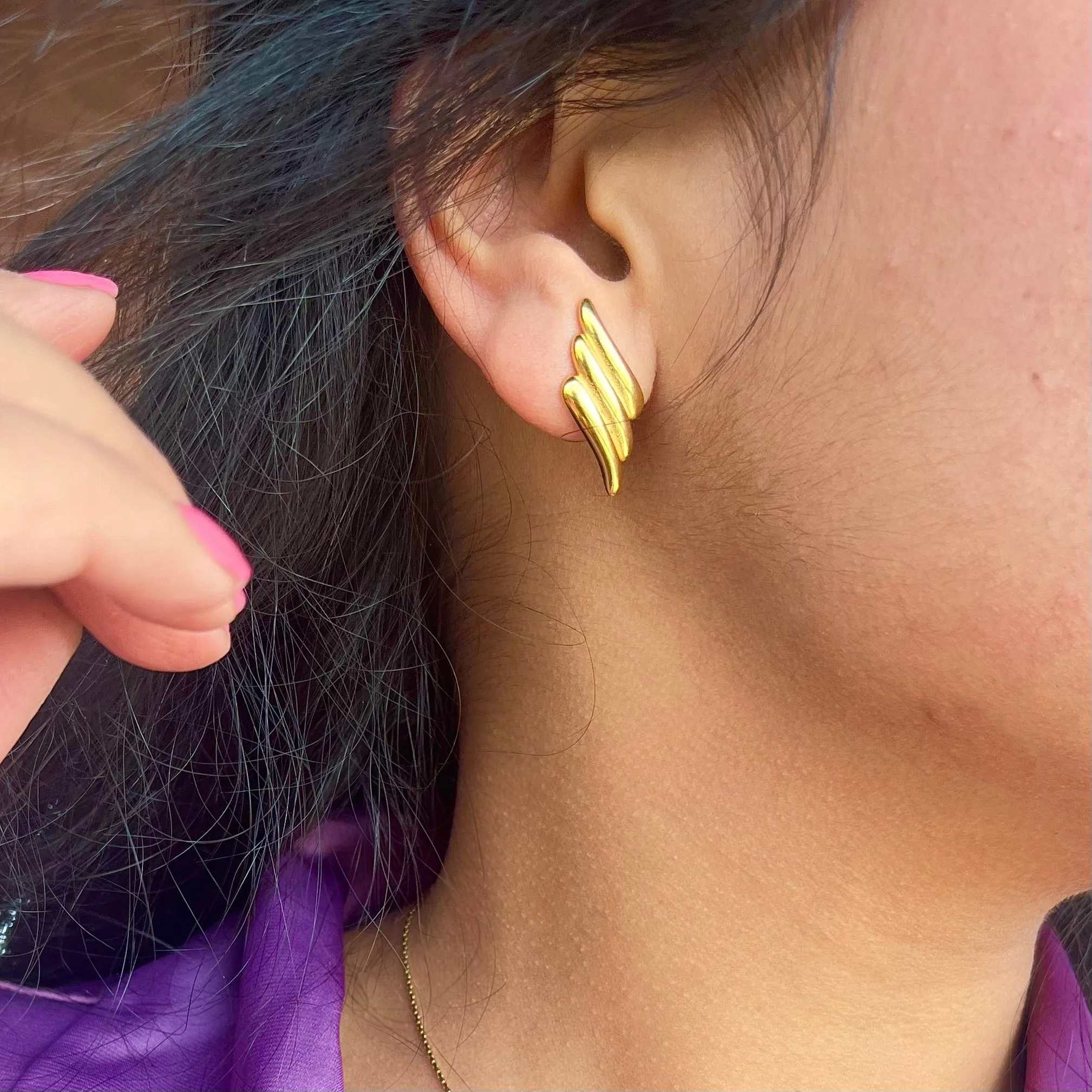 Wingy Stylish Gold Earrings