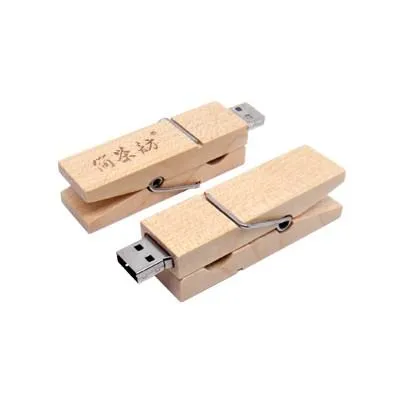Wooden Clip USB Flash Drive