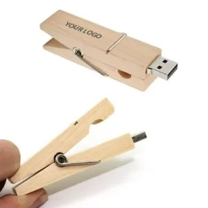 Wooden Clip USB Flash Drive