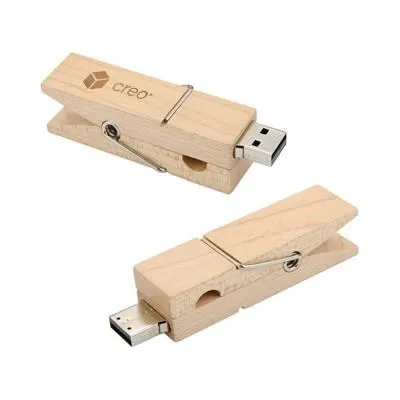 Wooden Clip USB Flash Drive